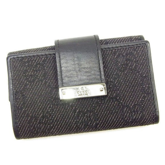 AUTH Gucci Key holder Key case GG Black Silver Mens - Picture 1 of 5